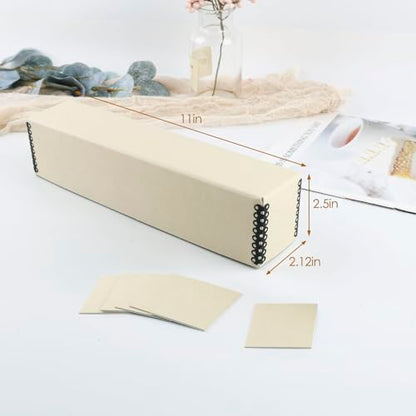 Golden State Art, Archival Slide Storage Case, 2.5"x2.125"x11" -Tan | Acid-Free File Box, Metal Edge Corner, Holds Up to 140 Films, Ideal for Store Photos Negatives and Cards - size: 2.5" x 2.125" x 11"