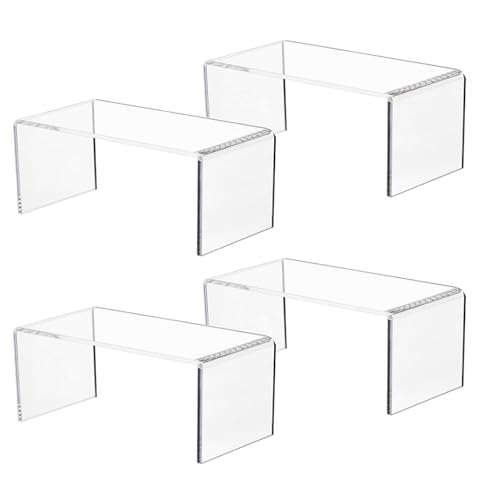 4 Pack Large Acrylic Display Stand,12'' x 4'' x 4'' Thickened Clear Rectangular Cupcake Holder Perfume Organizer Stand, Large Shelf Risers Desktop Display Stand for Decor Display,Figure,Cupcake
