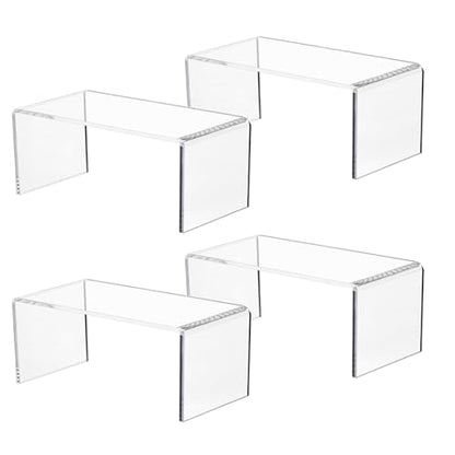 4 Pack Large Acrylic Display Stand,12'' x 4'' x 4'' Thickened Clear Rectangular Cupcake Holder Perfume Organizer Stand, Large Shelf Risers Desktop Display Stand for Decor Display,Figure,Cupcake