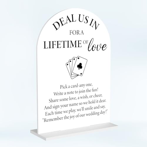 Wedding Playing Cards Guest Book Sign Deal Us In for A Lifetime Acrylic Arch Wedding Bridal Shower Baby Shower Welcome Table Signs for Ceremony and Reception 7 x 5 Inches Decor1322 - color: Love