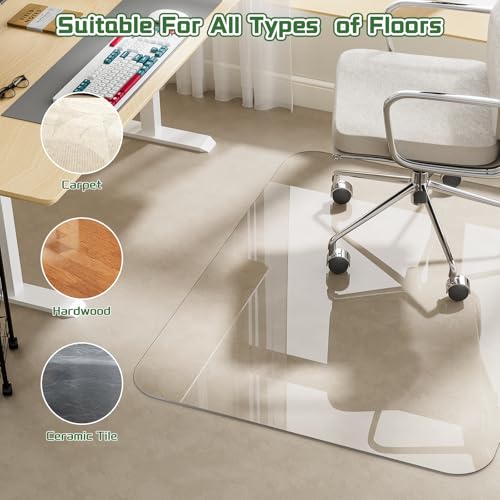 PET Office Chair Mat for Carpet - 36" X 48'' X 0.2" Thick Clear Shatterproof Office Chair Mat, Easy to Unroll and Lay Flat, Superior Glide, Heavy Duty Protection for Office Home Hardwood and Carpets - size: 36" X 48" - 5 MM PET