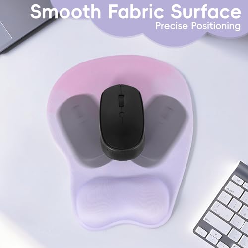 Mouse Pad with Wrist Rest Ergonomic Mouse Pad with Comfortable M-Shape Pain Relief Wrist Support Non-Slip PU Base Mousepad for Laptop, Office & Home (Lavender Plum) - color: Lavender Plum