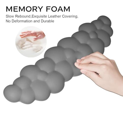 JIKIOU Upgrade Leather Cloud Keyboard Wrist Rest, Cloud Wrist Rest with Non-Slip PU Base, Comfortable Memory Foam Wrist Rest for Computer Laptop Mac Gaming Office and Pain Relief Christmas Wish Gift - color: 08soft Gray