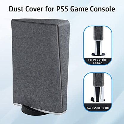 Wigearss vertical Mode Dust Cover for PS5 Console 1680D Oxford Cloth Anti-Scratch Waterproof Dust Guard Backend Cutaway Design - color: Vertical-Gray