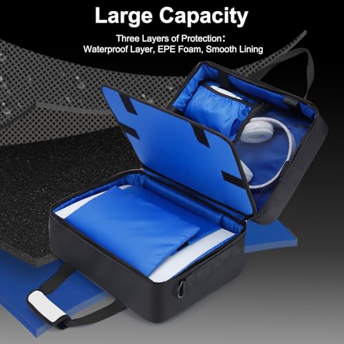 GDNasist Carrying Case Fit for PS5, Travel Thickened Protective Bag Compatible with Playstation 5 Console, Headset, PS5 Controller, Game Discs, and Gaming Accessories, White - color: White