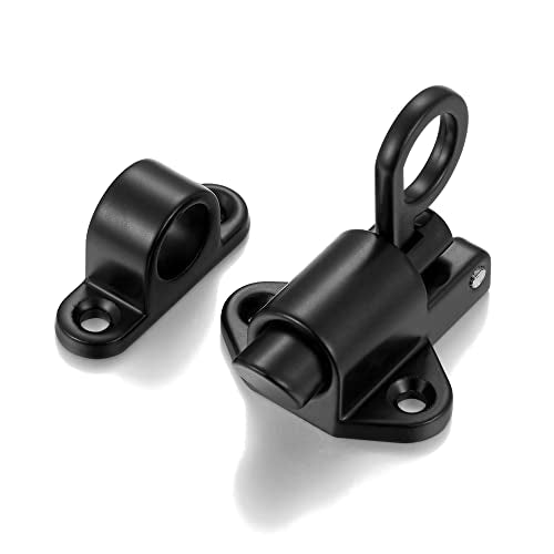 INIRET 2 Packs Self-Closing Latches，Black Spring Door Lock，Resilient Bolt Latch Aluminum Alloy Safety Automatic Spring Barrel Door Lock with Screws，Used for Wooden Door，Wooden Window and Cabinet etc - color: Black