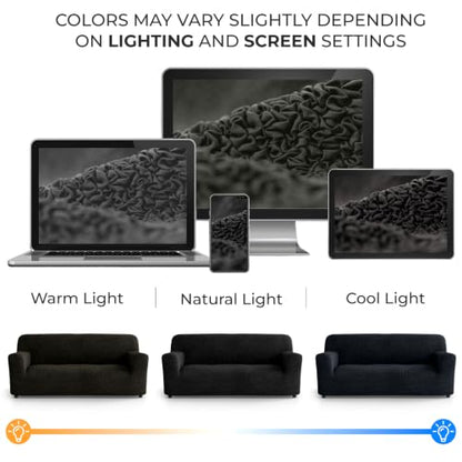 Premium Stretch Couch Covers for Sofa - Sofa Chair Cover Washable, Dogs & Pets Friendly - Elastic Polyester Loveseat Slipcovers - Non-Slip Love Seat Couch Covers - Black (64"-85" Wide) - color: Black, size: 64"-85" Wide