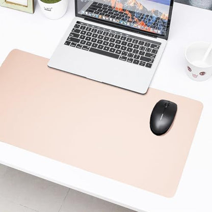 23.6" x 11.8" Non-Slip PU Leather Desk Pad Protector, Waterproof Mouse Pad Mat, Ultra Thin Laptop Writing Desk Blotter for Office and Home - color: Pink