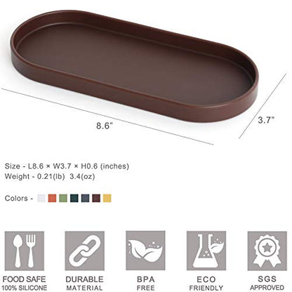 Lazy K Silicone Tray - Small Vanity Tray Organizer - Spoon Rest Holder - Multi-Purpose Modern Kitchen Sink, Bathroom, Counter Organizer (Grey) - color: Cool Grey-2pcs