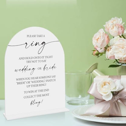 Wedding Ring Game Sign Put a Ring on it Game Wedding Bridal Shower Party games Sign Engagement Table Desk Decoration - color: take a ring