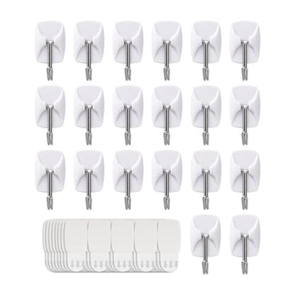 MOVELYST 20 Small Hooks+40 Removable Strips, White Wire Hanger Hooks, Heavy Duty with Adhesive Strips, Damage-Free Utility Hooks, No Tools Wall Hook for Hanging, Value Pack - size: Small, style: 20+40
