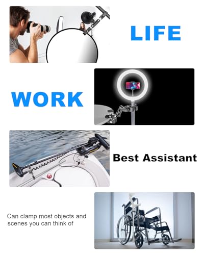 Double Super Clamp Mount with 1/4" Screw Interface [Full Metal] 360° Adjustable Umbrella Clamp for Photo Studio Light Stand, Pole, Cross Bars, Photography Reflector, Handlebar, C Stand, Desk