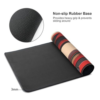 Retro Cassette Tape Desk Mat, Red and Black, 35.4 x 15.7 Inches, Anti-Slip Base, Gaming Mouse Pad - color: Red tape