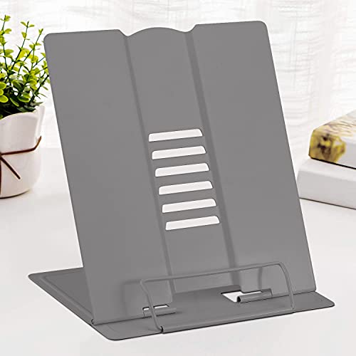 Large Book Stand for Desk Reading Hands Free, MSDADA Book Holder Adjustable Document Cookbooks Holder for Textbooks Tablet Music Books Recipe (Grey) - color: Grey