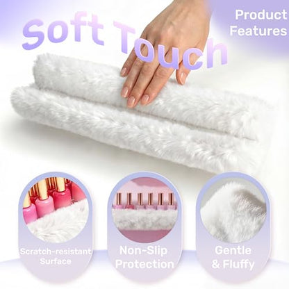 Care&More YJ 15 Inch Nail Polish Shelves, 4-Pack Fluffy Nail Polish Rack for Storing Nail Bottles, Sunglasses, Essential Oils, Plush Soft White - color: White