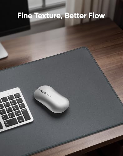 Reniteco Waterproof Large Gaming Mouse Pad with Durable Stitched Edges, Non-Slip Rubber Base, Grainy Jacquard Mouse Mat Desk Pad for Home Office Gaming, 35.4''x15.7''x0.12'', Matte Gray - color: Matte Gray, size: 35.4''x15.7''x0.12"