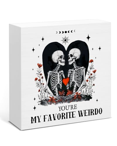 Anniversary Wedding Gifts for Wife Husband Couple, Engagement Gift for Women Men, You're My Favorite Weirdo Wooden Sign Home Shelf Desk Decor, I Love You Gifts for Him Her - color: MY