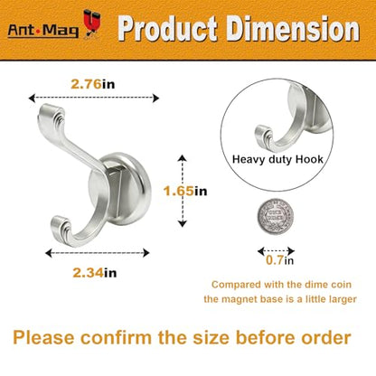 Ant Mag Magnetic Hooks Heavy Duty 140lbs Neodymium Magnet Wall Hooks for Hanging Coats Robes Backpacks Bags Hats Keys Mugs Cups Towels - size: D1.65in Silver 2 Pack