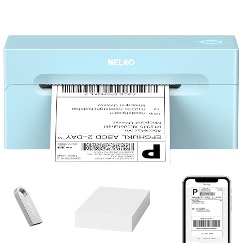Nelko Bluetooth Thermal Shipping Label Printer, 4x6 Shipping Label Printer for Shipping Packages, Support Android, iPhone and Windows, Widely Used for Amazon, Shopify (Blue) - color: blue