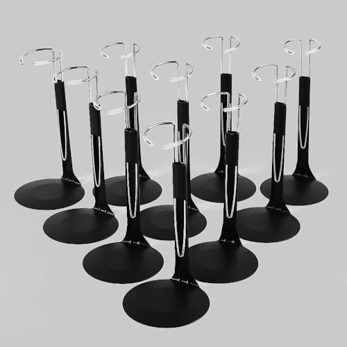 UCanaan 10 Pcs Doll Stand - Action Figure Stands with Expandable Waist Wire for 8"-14" Dolls stands for 8 to 12inch dolls Suitable for 1/6 Dolls Accessories，action figure stand-Black - color: Black10
