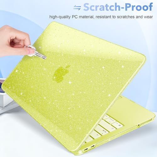 May Chen Compatible with MacBook Neo 13 inch Case 2026 Model A3404, Plastic Hard Shell,Keyboard Cover,Screen Protector,Dust Plug, for MacBook Neo 13" with A18 Pro Chip, Glitter Citrus - color: Glitter Citrus