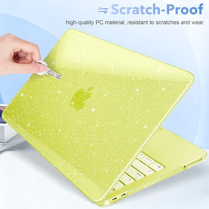 May Chen Compatible with MacBook Neo 13 inch Case 2026 Model A3404, Plastic Hard Shell,Keyboard Cover,Screen Protector,Dust Plug, for MacBook Neo 13" with A18 Pro Chip, Glitter Citrus - color: Glitter Citrus