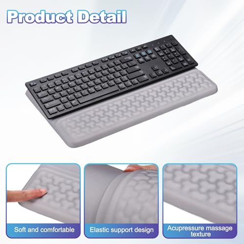 PATIKIL Computer Keyboard Stand with Wrist Rest, Computer Wrist Support Pad, Keyboard Stand Riser Holder Pad for Office Desk Gaming Home, Gray - color: Gray