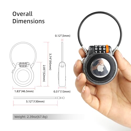 AirTag Holder with Combination Lock, Metal AirTag Lock Case Compatible with Apple Finder, Secure Tracker Tag Case Mount for Luggage, Suitcase, Backpack, Car, Outdoor Travel Gear Tracking - color: Gun Grey