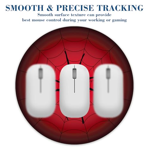 Spider Red Spider Web Mouse Pad Round Mouse Mat, Non-Slip Rubber Base Mousepad with Stitched Edge for Wireless Computer Laptop Office Desk Accessories 8 x 8 Inches - color: Spider Red Spider Web