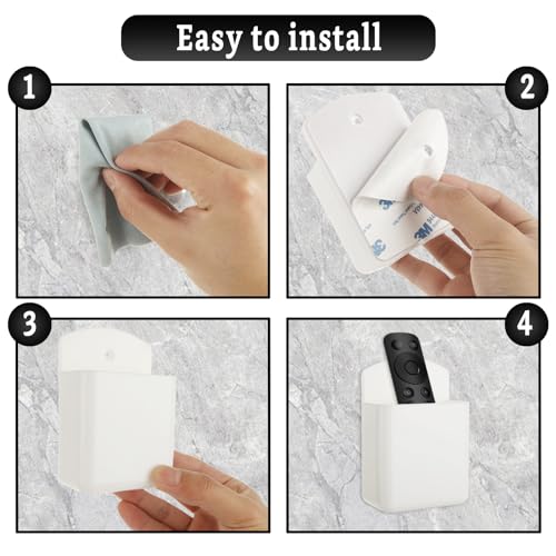 12 Pcs Remote Control Holder Wall Mount, White Self Adhesive Wall Organizer, TV Remote Holder Wall Pen Holder for Home, Office, School