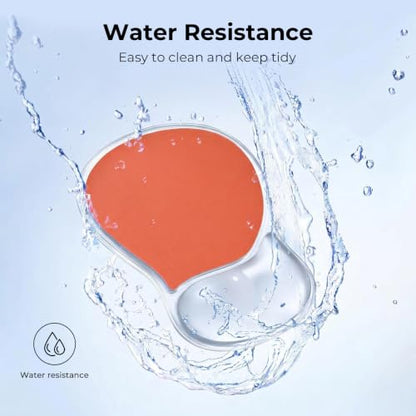 EooCoo Ergonomic Washable Mouse Pad with Gel Wrist Rest Support | Middle Concave Design, Relieve Wrist Pain, Non-Slip Base, Office Desk Accessories - color: Transparent Orange