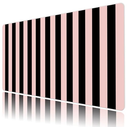 EOBTAIN Pink and Black Large Mouse Pad Vertical Striped Keyboard Mat 31.5x15.7 Inch Smooth Non-Slip Rubber XXL Gaming Mousepad Extended Desk Mat Cute Desk Accessories for Office Home - color: Pink Black