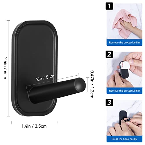 INNPLUS 6-Piece Adhesive Hook Set - Self-Adhesive Wall Hooks for Towels, Coats, Hats, Scarves & More (Black)