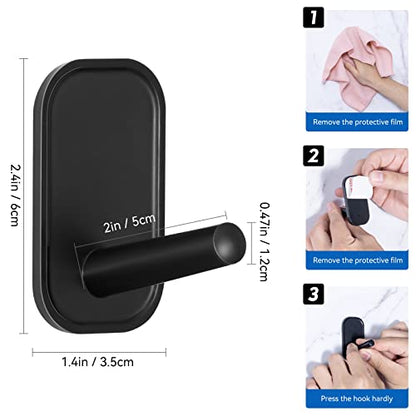 INNPLUS 6-Piece Adhesive Hook Set - Self-Adhesive Wall Hooks for Towels, Coats, Hats, Scarves & More (Black)