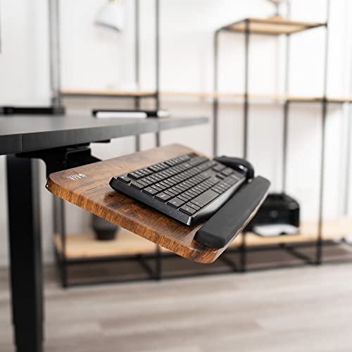 VIVO Vintage Brown Under Desk 25 x 10 inch Keyboard Tray, MOUNT-KB03N | Rustic Adjustable Computer Keyboard and Mouse Platform, Ergonomic Under Table Desk Mount Drawer, Full Swivel - color: Vintage Brown, size: 25"