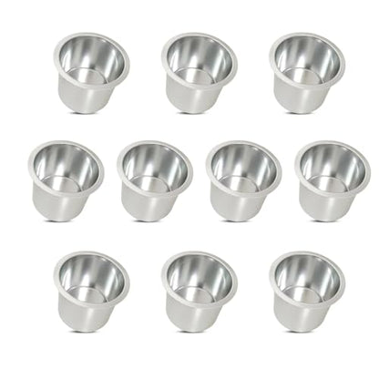 Yuanhe Aluminum Jumbo Cup Holder - 10 Pack Silver Poker Table Cup Holder Insert for Casino Game Table Sofa Boats Pontoon Marine Bench Desk RV Cars & Trucks - color: silver