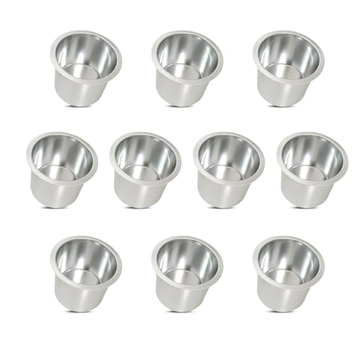 Yuanhe Aluminum Jumbo Cup Holder - 10 Pack Silver Poker Table Cup Holder Insert for Casino Game Table Sofa Boats Pontoon Marine Bench Desk RV Cars & Trucks - color: silver