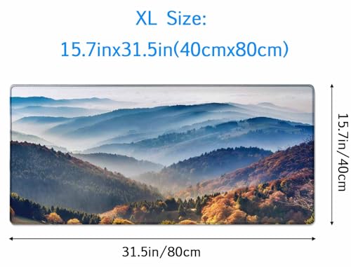 Large Extended Gaming Mouse Pad with Stitched Edges, Non-Slip Rubber Base Mouse Pad for Office, Computer, Keyboard, Laptop and Home Desk Pad 31.5 x 15.7 x 0.12 Inch Scenic Mountain Landscape - color: Scenic Mountain Landscape, size: 31.5L x 15.7W inches
