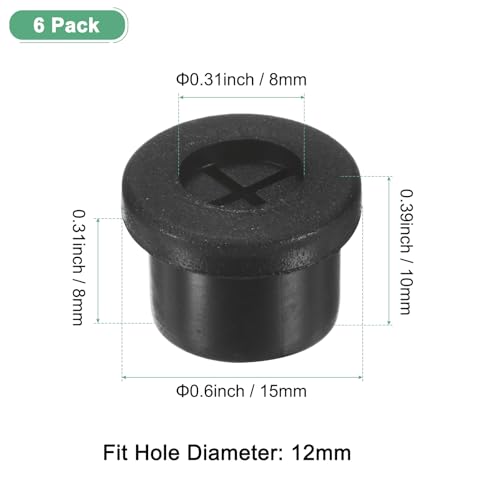 M METERXITY 6-Pack Rubber Grommets for Wiring 12mm Desk Grommet Double-Sided Flexible Cable Cord Grommet Desk Hole Cover for Cables/Wires Through Protection Cable Grommet [Black] - size: 12mm