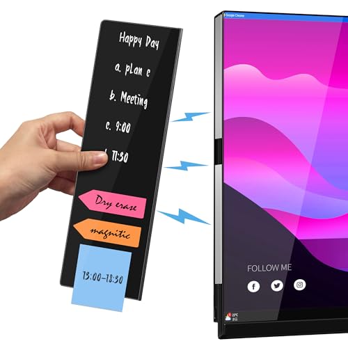 Magnetic Monitor Memo Board, Acrylic Message Reminder Board for Moniter Side, Office Desk Accessories for Women Men, Computer Sticky Note Holder Home Office Memo Holder, Black, XL - style: 13.2" X 3.3"-Black-1Pack