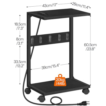 HOOBRO Computer Tower Stand, PC Stand with Charging Station, 2-Tier Under Desk CPU Holder with Lockable Wheels, PC Floor Cart Fits Most Computer Towers, for Home Office, Black BB01UCJ01G1 - color: Black