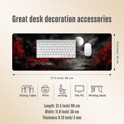 Extended Gaming Mouse Pad, Large Mouse Mat 3 mm Nature Rubber Base Mousepad with Stitched Edges, Non-Slip Desk Mat for Office Home Great Gift 31.5x11.8 Inch (Dark Canyon 4) - color: Dark Canyon 4