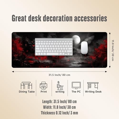 Extended Gaming Mouse Pad, Large Mouse Mat 3 mm Nature Rubber Base Mousepad with Stitched Edges, Non-Slip Desk Mat for Office Home Great Gift 31.5x11.8 Inch (Dark Canyon 3) - color: Dark Canyon 3