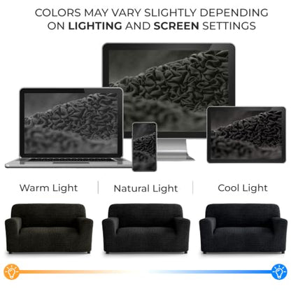 Premium Stretch Couch Covers for Sofa - Sofa Chair Cover Washable, Dogs & Pets Friendly - Elastic Polyester Loveseat Slipcovers - Non-Slip Love Seat Couch Covers - Black (40"-63" Wide) - color: Black, size: 40"-63" Wide