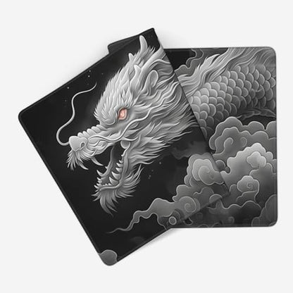 Extended Gaming Mouse Pad with Dragon Design, 35.4 x 15.7 Inches, Non-Slip Rubber Base, Stitched Edges, Rectangular Desk Mat - color: Dragon
