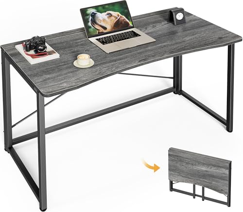 Huuger Folding Desk for Small Spaces, 39.3 Inch Foldable Computer Table, for Home Office, Study, Bedroom, Dorm, Space Saving, Small Writing Work Office Computer Desk, Easy to Fold, Grey - color: Grey, size: 18.9"D x 39.4"W