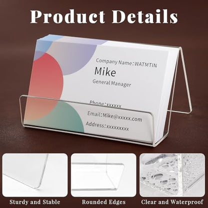 6 Pcs Acrylic Business Card Holder for Desk, Desktop Business Card Stand, Clear Name Cards Display Holder for Exhibition Accessories Home Office, Capacity: 50 Cards - color: Transparent-6pcs