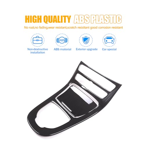 Center Console Gear Box Panel Cover ABS Carbon Fiber Style Compatible with Mercedes Benz E-Class W213 2016-2018