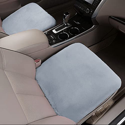 2Pack Car Front Seat Cushion, Soft Warm Faux Rabbit Fur Winter Auto Seat Cover, Fluffy Plush Vehicle Seat Protector Pad with Non-Slip Backing, Car Accessories for Home and Office Chair (Gray) - color: Gray