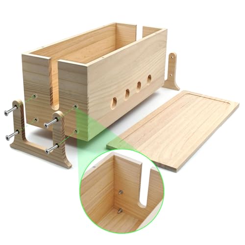 Large Cable Management Box, Wood Cord Hider Box & Organizer for Power Strip Hider Cable Storage for Office, TV Wires, Desk Cord Organizer, 14.2" x 6" x 6.3", Natural, Wood - color: Natural Wood Color